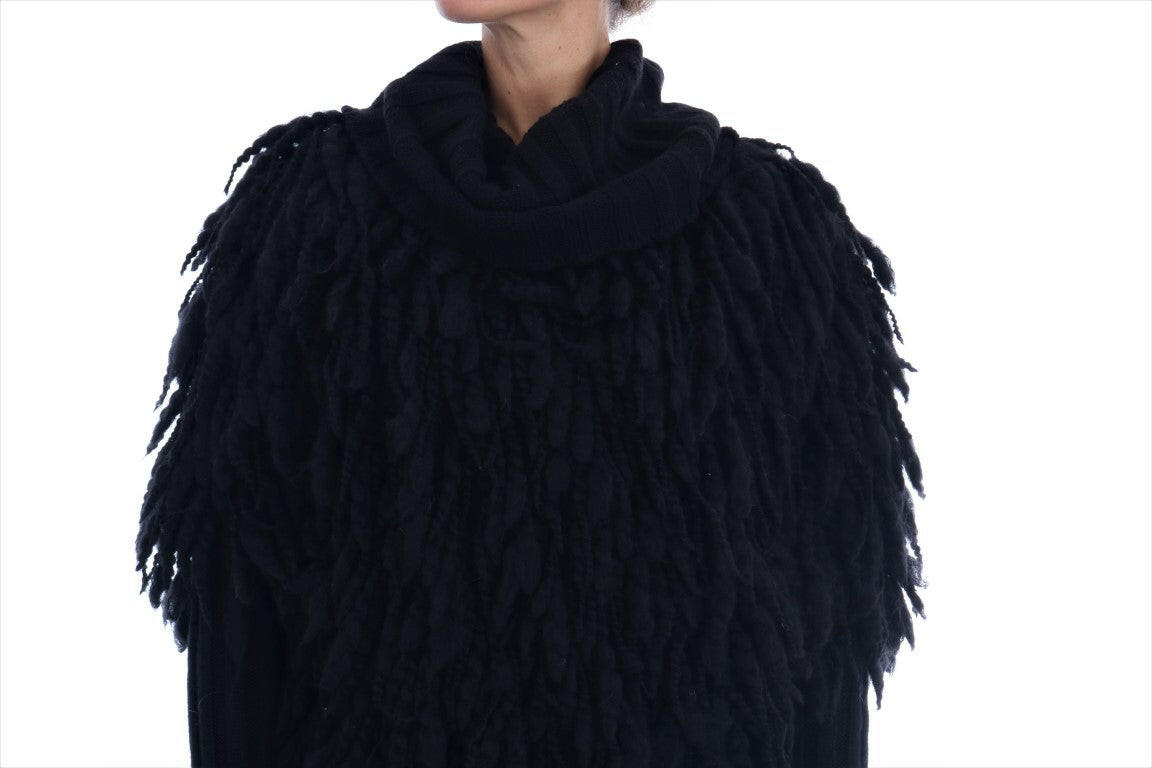 Dolce & Gabbana Black Fringes Wool Pullover Sweater -   -  Dolce & Gabbana.