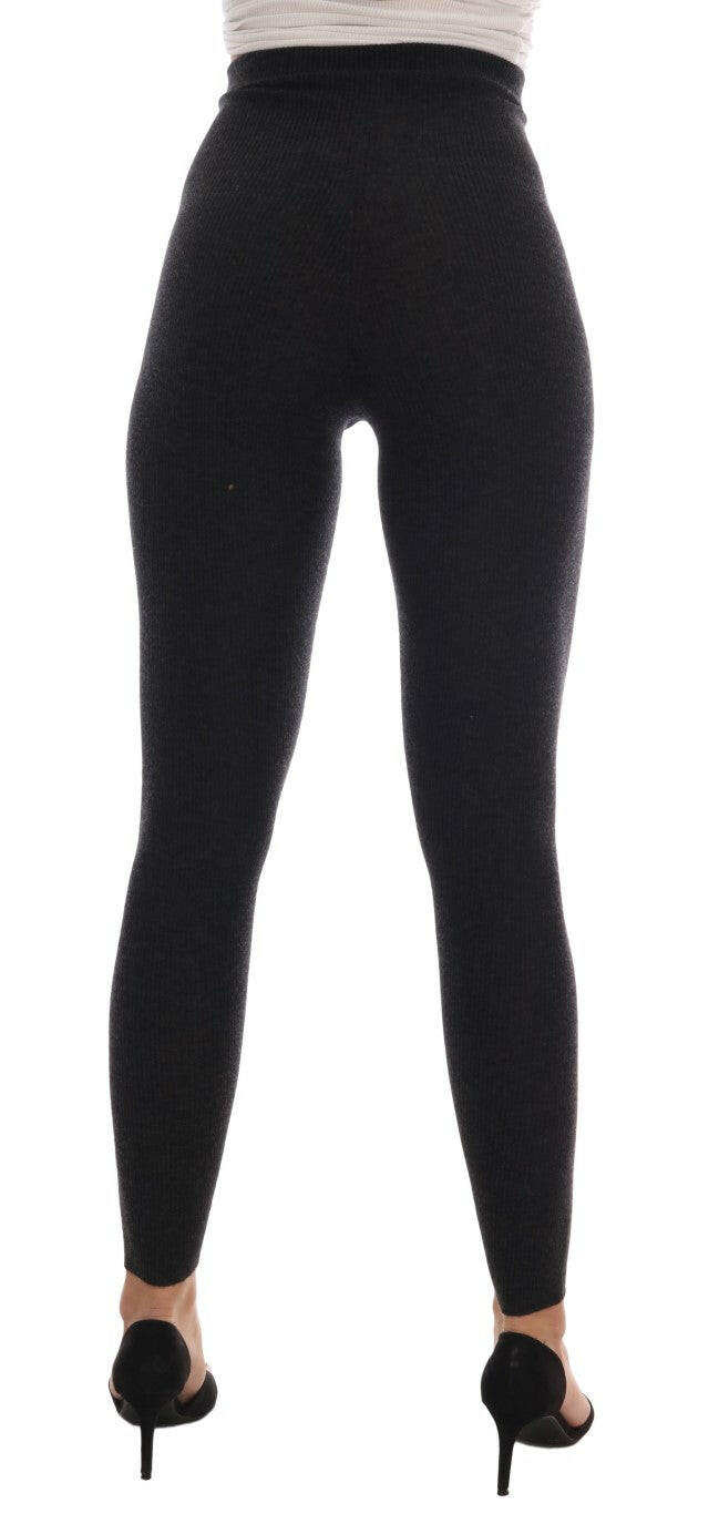 Dolce & Gabbana Gray Cashmere Ribbed Stretch Tights -   -  Dolce & Gabbana.