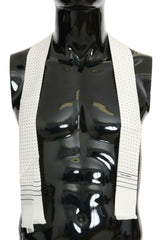 Dolce & Gabbana White Polka Dotted Silk Skinny Scarf -   -  Dolce & Gabbana.