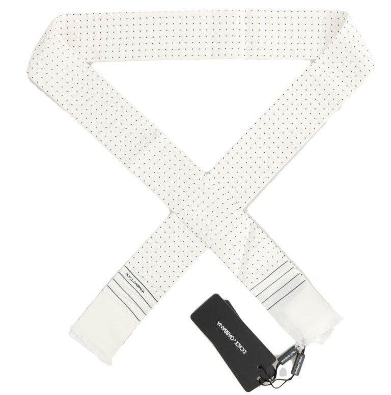 Dolce & Gabbana White Polka Dotted Silk Skinny Scarf -   -  Dolce & Gabbana.