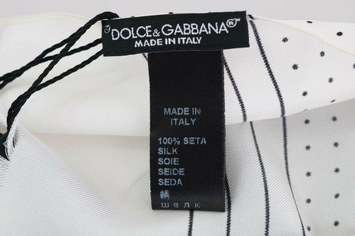 Dolce & Gabbana White Polka Dotted Silk Skinny Scarf -   -  Dolce & Gabbana.