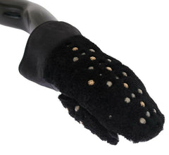 Dolce & Gabbana Black Leather Shearling Studded Gloves -   -  Dolce & Gabbana.