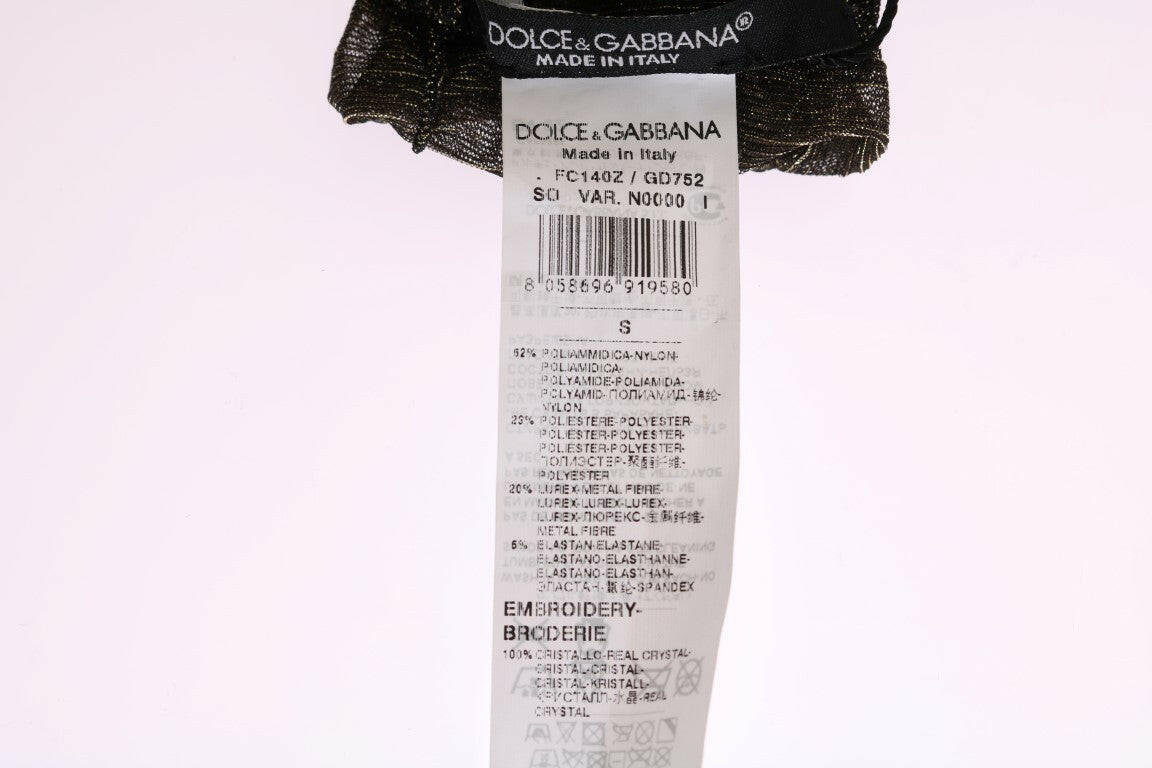Dolce & Gabbana Black Stretch Floral Clear Crystal Socks -   -  Dolce & Gabbana.