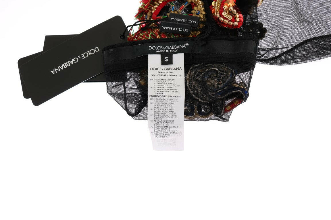 Dolce & Gabbana Black Stretch Carretto Crystal Socks -   -  Dolce & Gabbana.