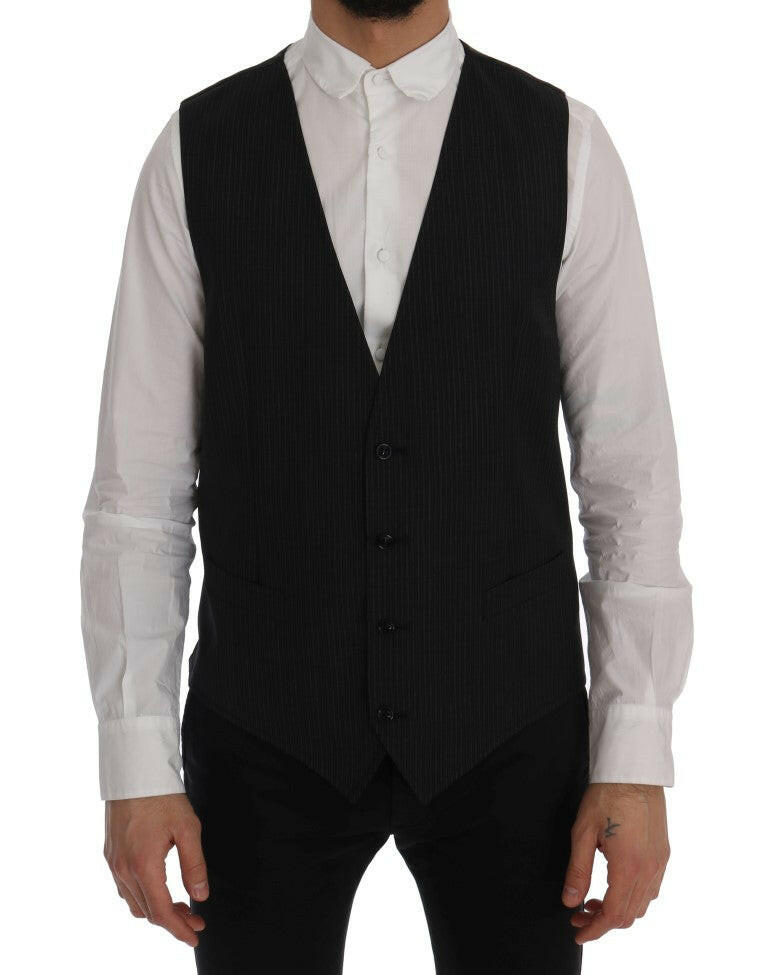Dolce & Gabbana Gray Wool Stretch Vest -  Vests for Men Suits -  Dolce & Gabbana.