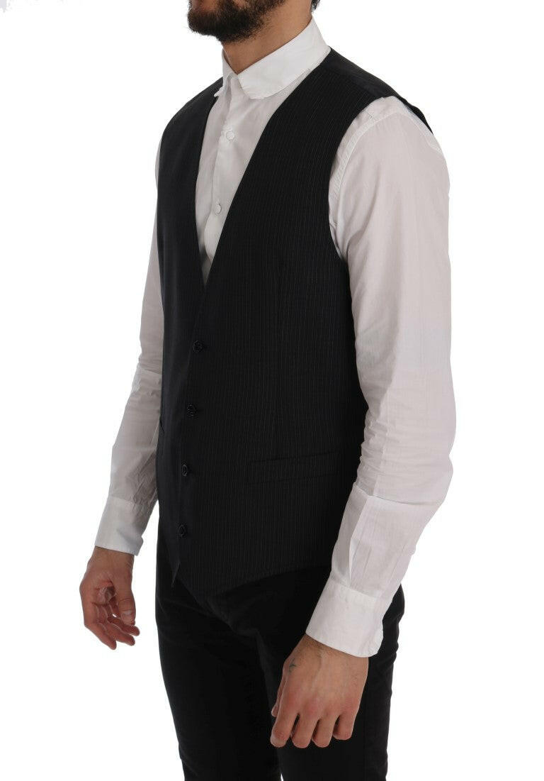 Dolce & Gabbana Gray Wool Stretch Vest -  Vests for Men Suits -  Dolce & Gabbana.