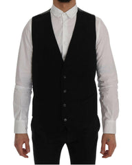 Dolce & Gabbana Black STAFF Cotton Rayon Vest -  Vests for Men Suits -  Dolce & Gabbana.