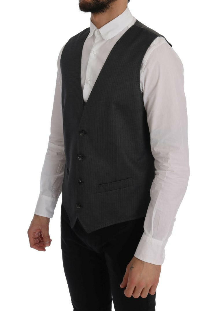 Dolce & Gabbana Gray STAFF Cotton Rayon Vest -  Vests for Men Suits -  Dolce & Gabbana.