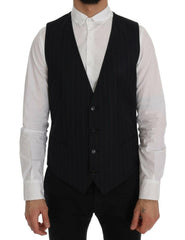 Dolce & Gabbana Blue Wool Stretch Vest -  Vests for Men Suits -  Dolce & Gabbana.