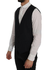 Dolce & Gabbana Blue Wool Stretch Vest -  Vests for Men Suits -  Dolce & Gabbana.