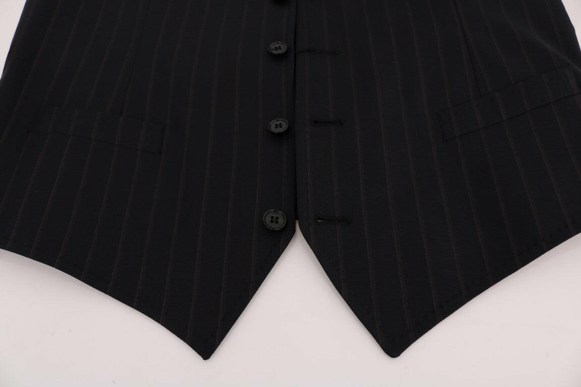 Dolce & Gabbana Blue Wool Stretch Vest -  Vests for Men Suits -  Dolce & Gabbana.