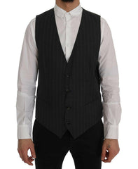 Dolce & Gabbana Gray STAFF Wool Stretch Vest -  Vests for Men Suits -  Dolce & Gabbana.