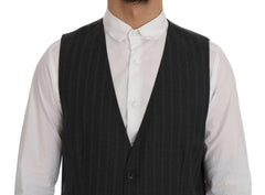 Dolce & Gabbana Gray STAFF Wool Stretch Vest -  Vests for Men Suits -  Dolce & Gabbana.
