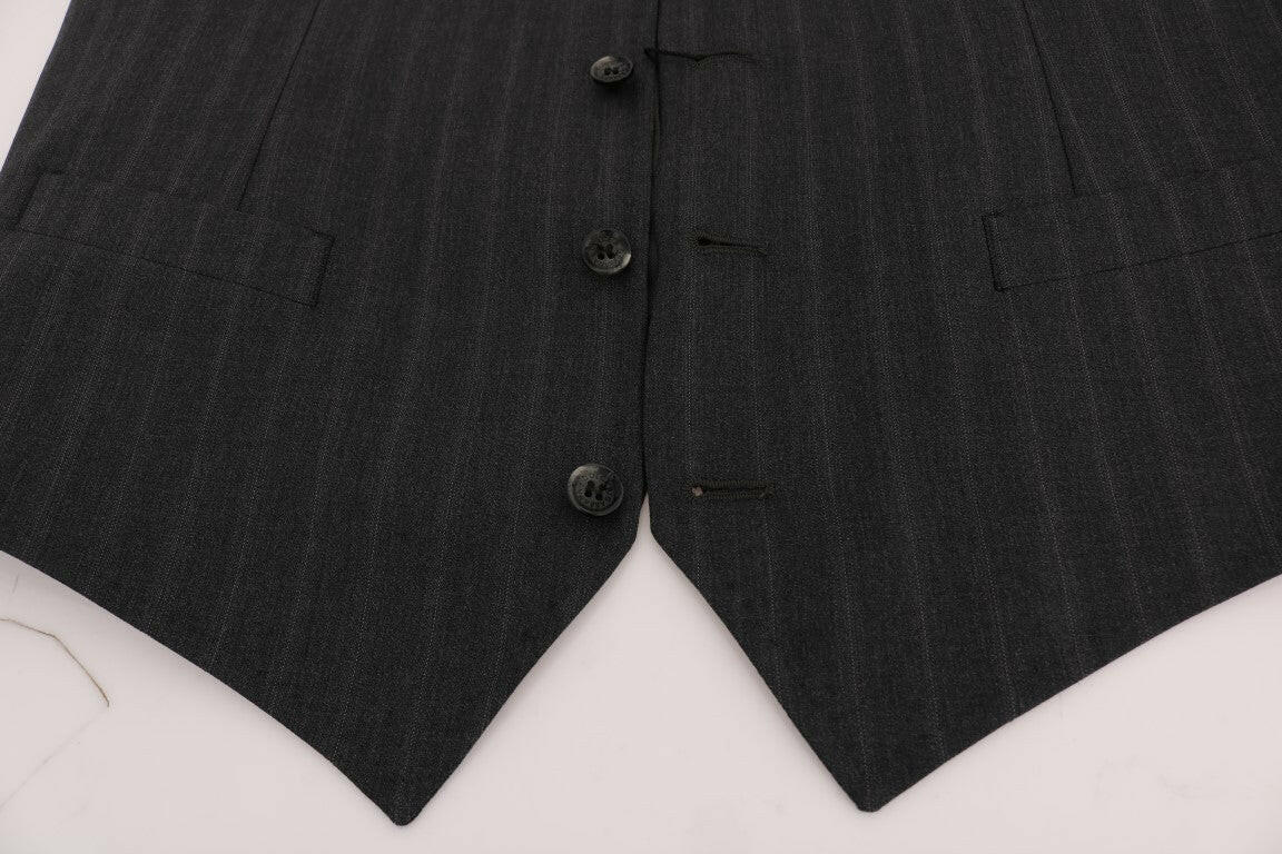 Dolce & Gabbana Gray STAFF Wool Stretch Vest -  Vests for Men Suits -  Dolce & Gabbana.