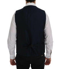 Dolce & Gabbana Blue STAFF Wool Stretch Vest -  Vests for Men Suits -  Dolce & Gabbana.