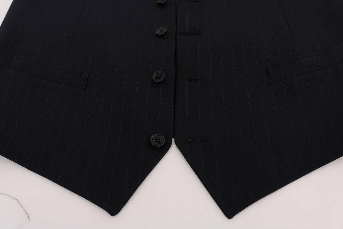 Dolce & Gabbana Blue STAFF Wool Stretch Vest -  Vests for Men Suits -  Dolce & Gabbana.