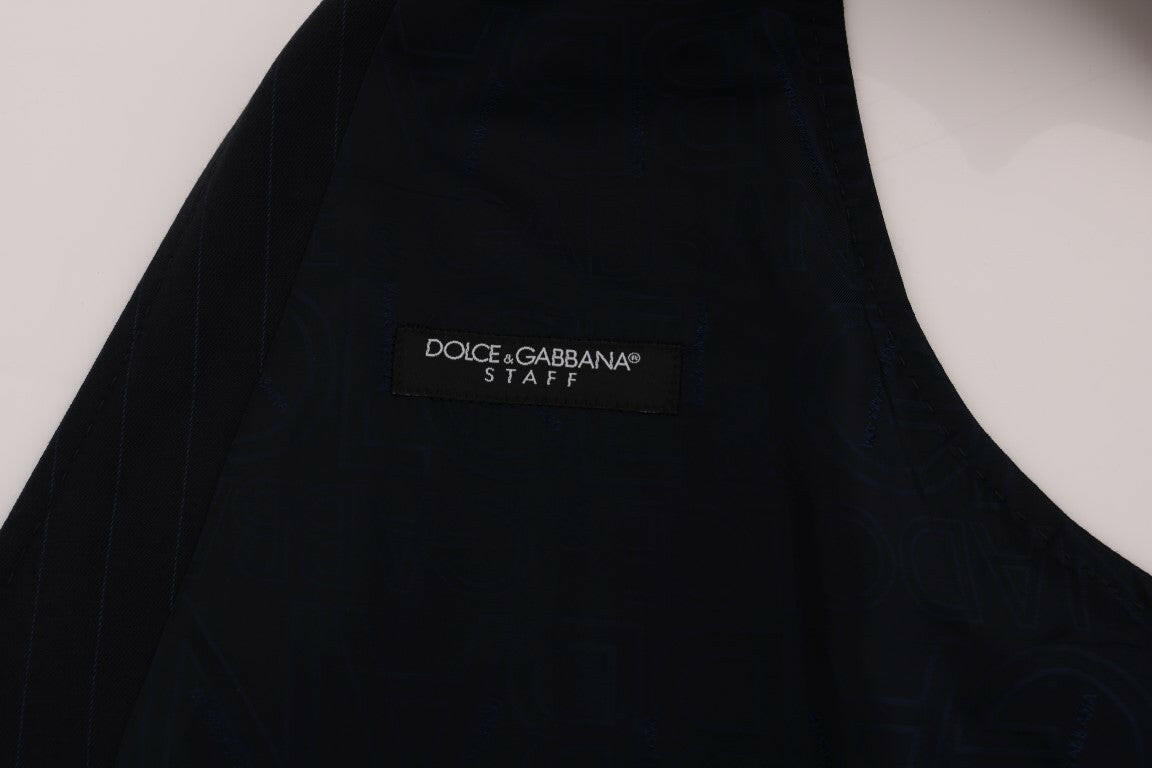 Dolce & Gabbana Blue STAFF Wool Stretch Vest -  Vests for Men Suits -  Dolce & Gabbana.