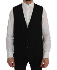 Dolce & Gabbana Black STAFF Wool Stretch Vest -  Vests for Men Suits -  Dolce & Gabbana.