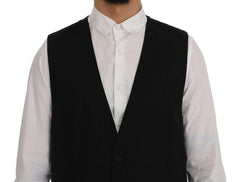Dolce & Gabbana Black STAFF Wool Stretch Vest -  Vests for Men Suits -  Dolce & Gabbana.
