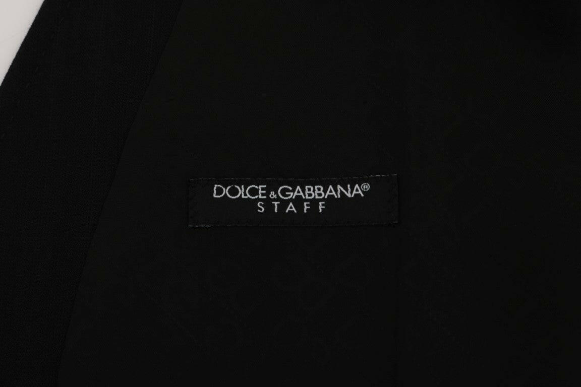 Dolce & Gabbana Black STAFF Wool Stretch Vest -  Vests for Men Suits -  Dolce & Gabbana.