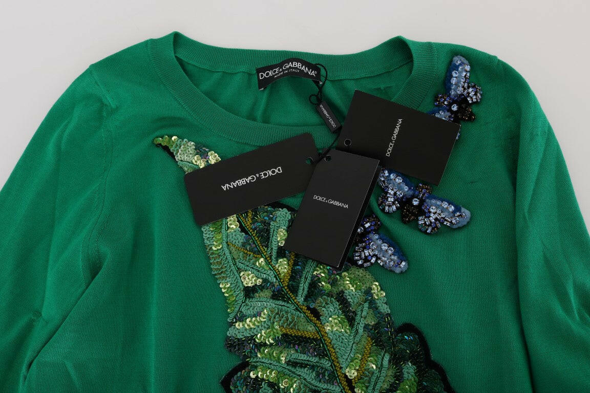 Dolce & Gabbana Green Silk Crystal Banana Sweater -   -  Dolce & Gabbana.