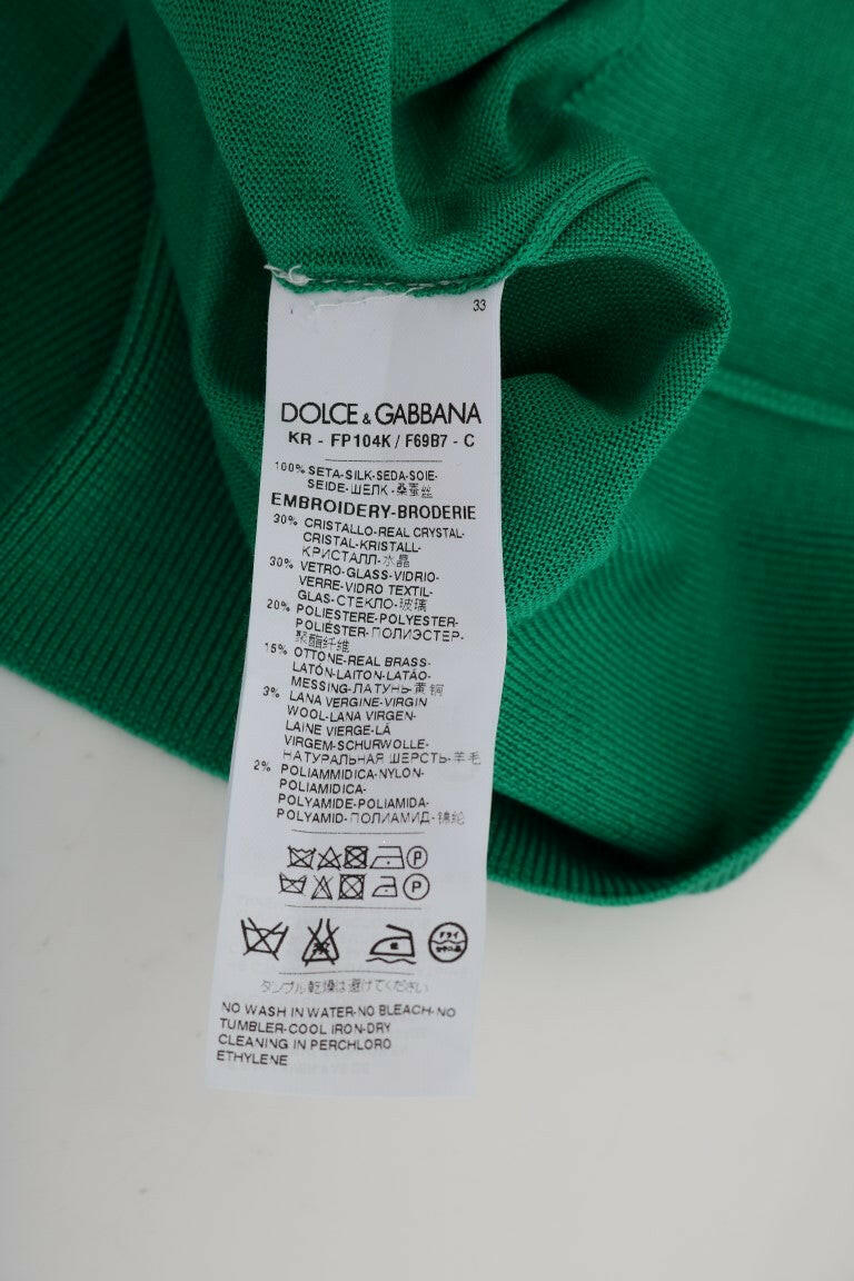 Dolce & Gabbana Green Silk Crystal Banana Sweater -   -  Dolce & Gabbana.