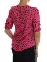 Dolce & Gabbana Pink Polka Dotted Silk Blouse -   -  Dolce & Gabbana.