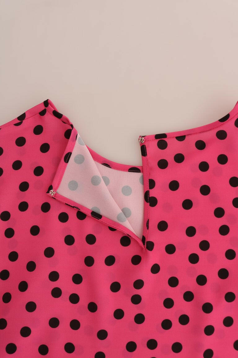 Dolce & Gabbana Pink Polka Dotted Silk Blouse -   -  Dolce & Gabbana.
