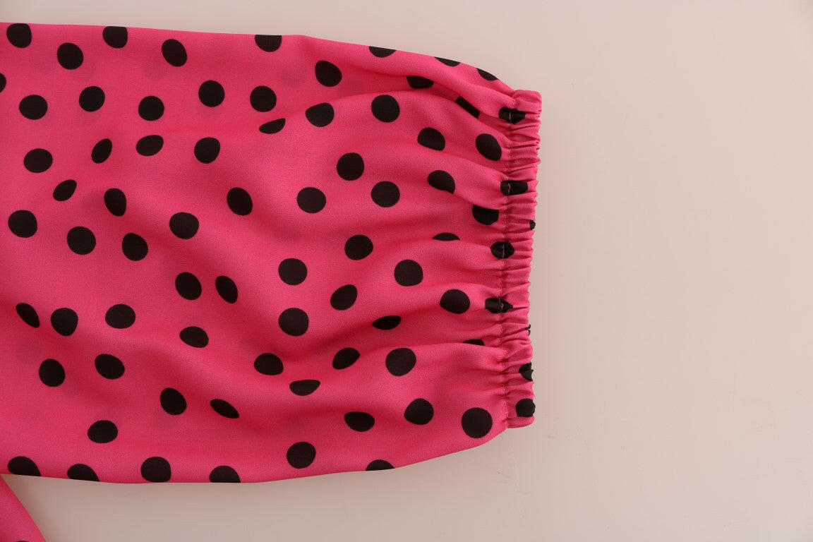 Dolce & Gabbana Pink Polka Dotted Silk Blouse -   -  Dolce & Gabbana.