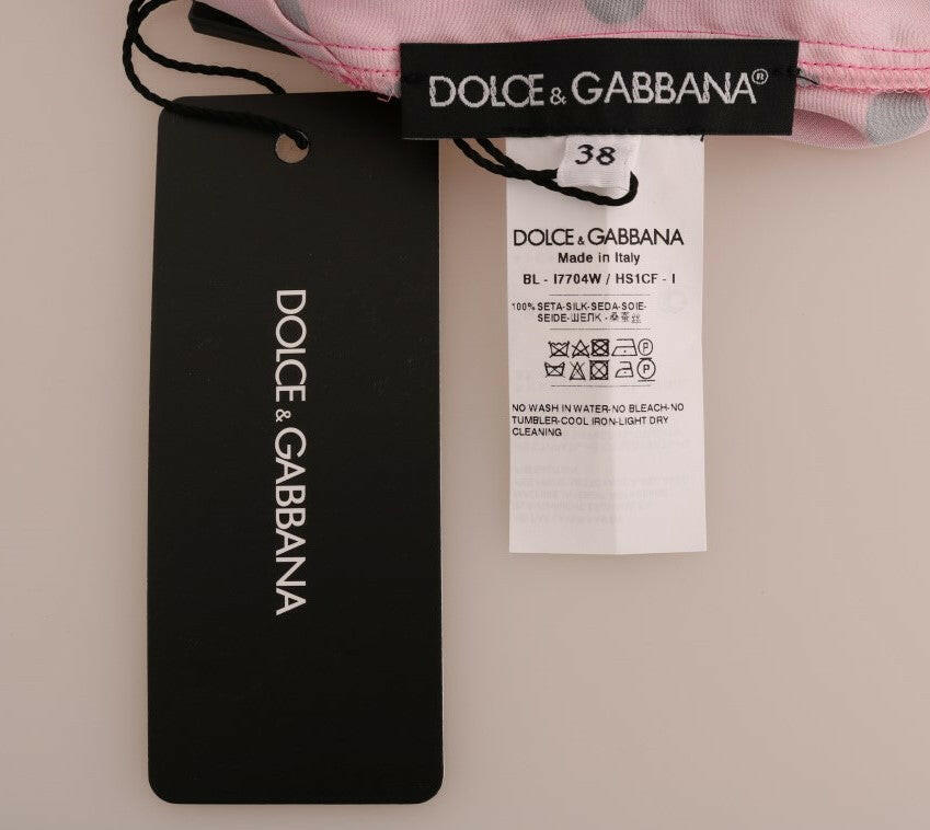 Dolce & Gabbana Pink Polka Dotted Silk Blouse -   -  Dolce & Gabbana.