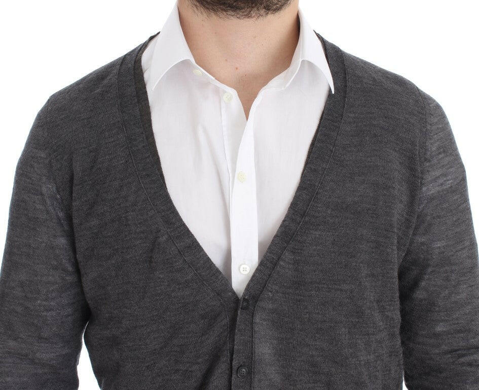 Costume National Gray Wool Button Cardigan Sweater -   -  Costume National.