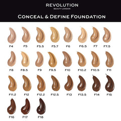 Liquid Make Up Base Revolution Make Up Conceal & Define Nº F9 (23 ml) -  Beauty, Make-up -  Revolution Make Up.