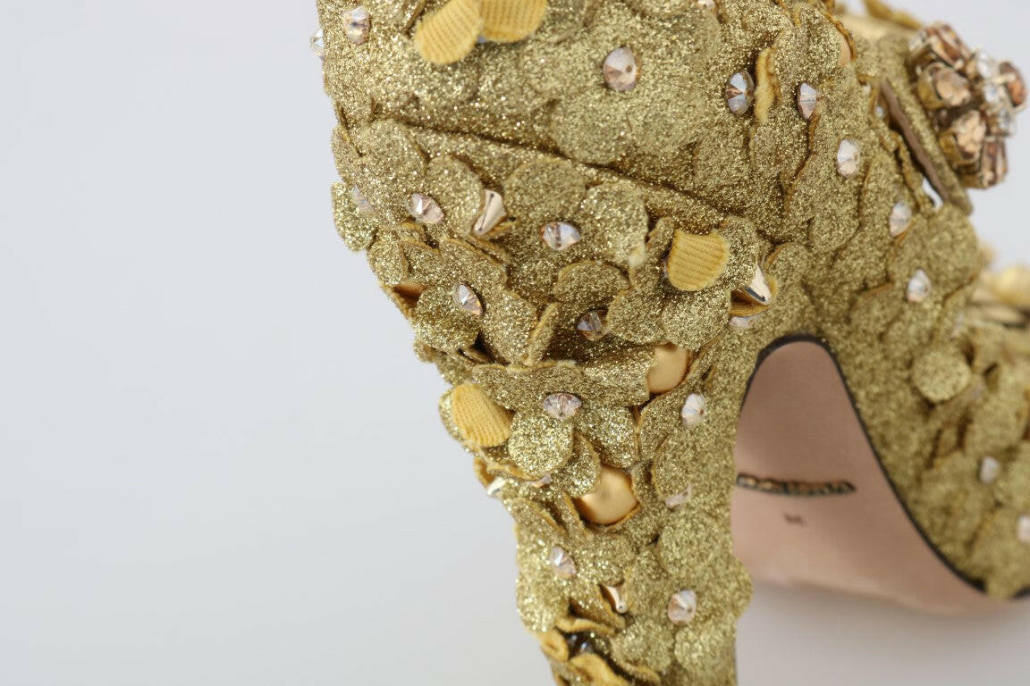 Dolce & Gabbana Gold Floral Crystal Mary Janes Pumps -   -  Dolce & Gabbana.