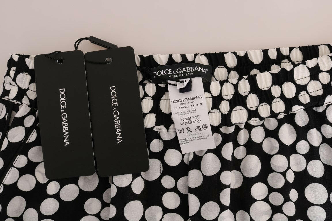 Dolce & Gabbana Black White Polka Dottes Silk Pants -   -  Dolce & Gabbana.
