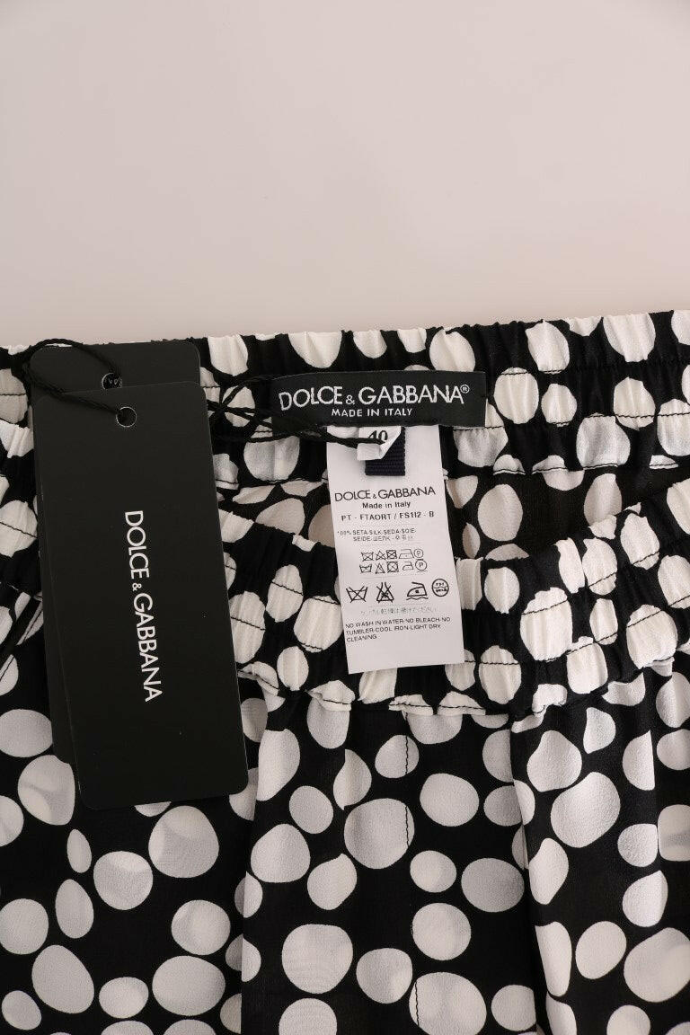 Dolce & Gabbana Black White Polka Dottes Silk Pants -   -  Dolce & Gabbana.