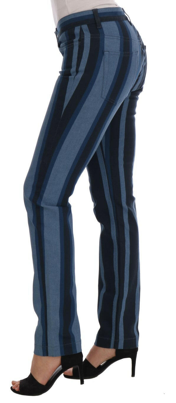 Dolce & Gabbana Blue GIRLY Striped Cotton Jeans -   -  Dolce & Gabbana.