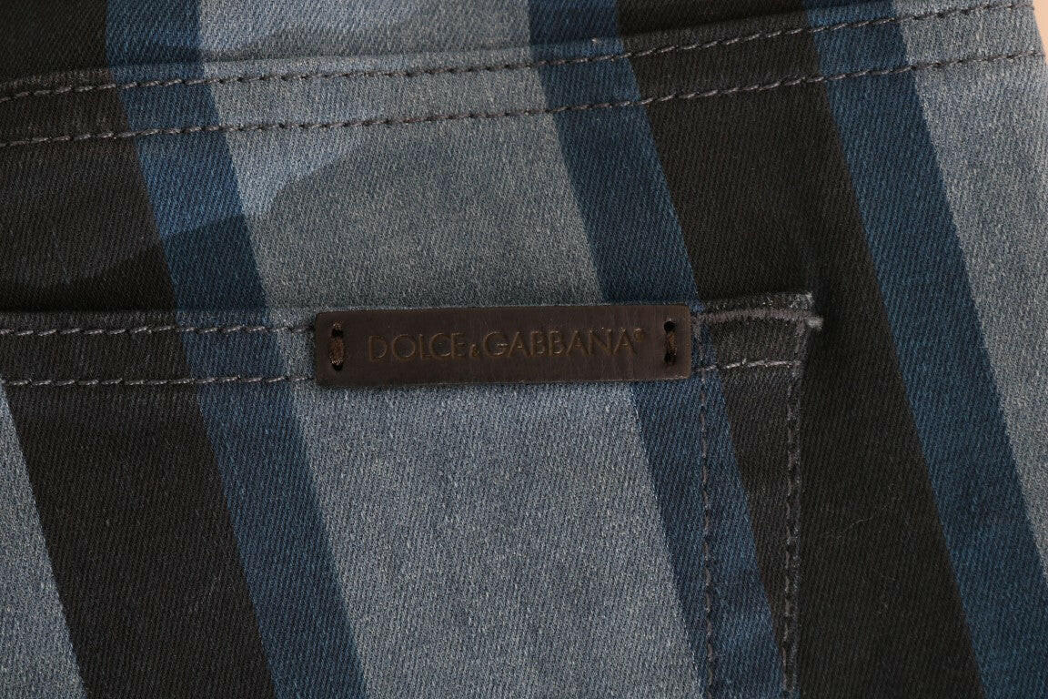 Dolce & Gabbana Blue GIRLY Striped Cotton Jeans -   -  Dolce & Gabbana.