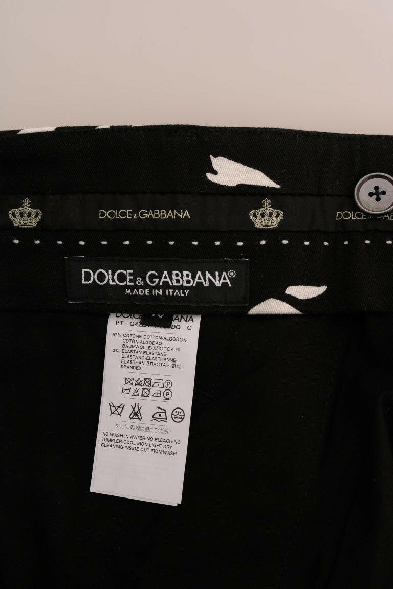Dolce & Gabbana Black Tree Cotton Stretch Pants -   -  Dolce & Gabbana.