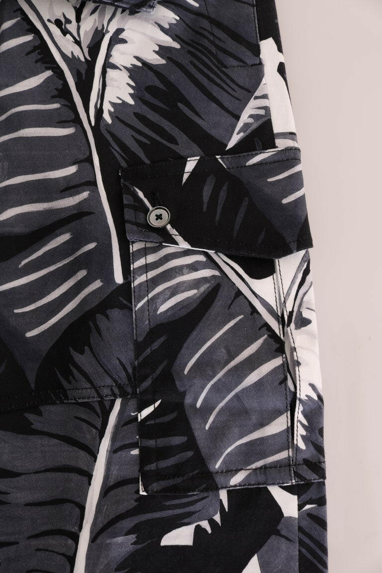 Dolce & Gabbana Gray Banana Leaf Cotton Pants -   -  Dolce & Gabbana.