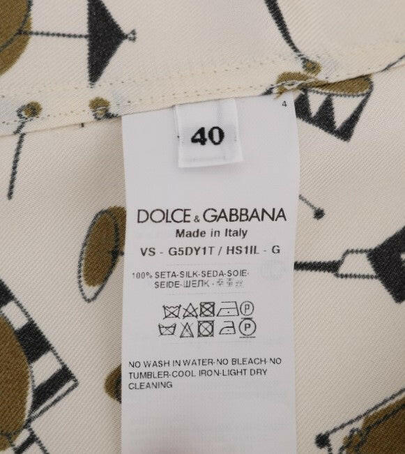 Dolce & Gabbana White Silk JAZZ Motive Print Shirt -   -  Dolce & Gabbana.