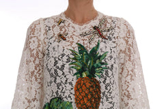 Dolce & Gabbana White Crystal Embellished Lace Blouse -   -  Dolce & Gabbana.