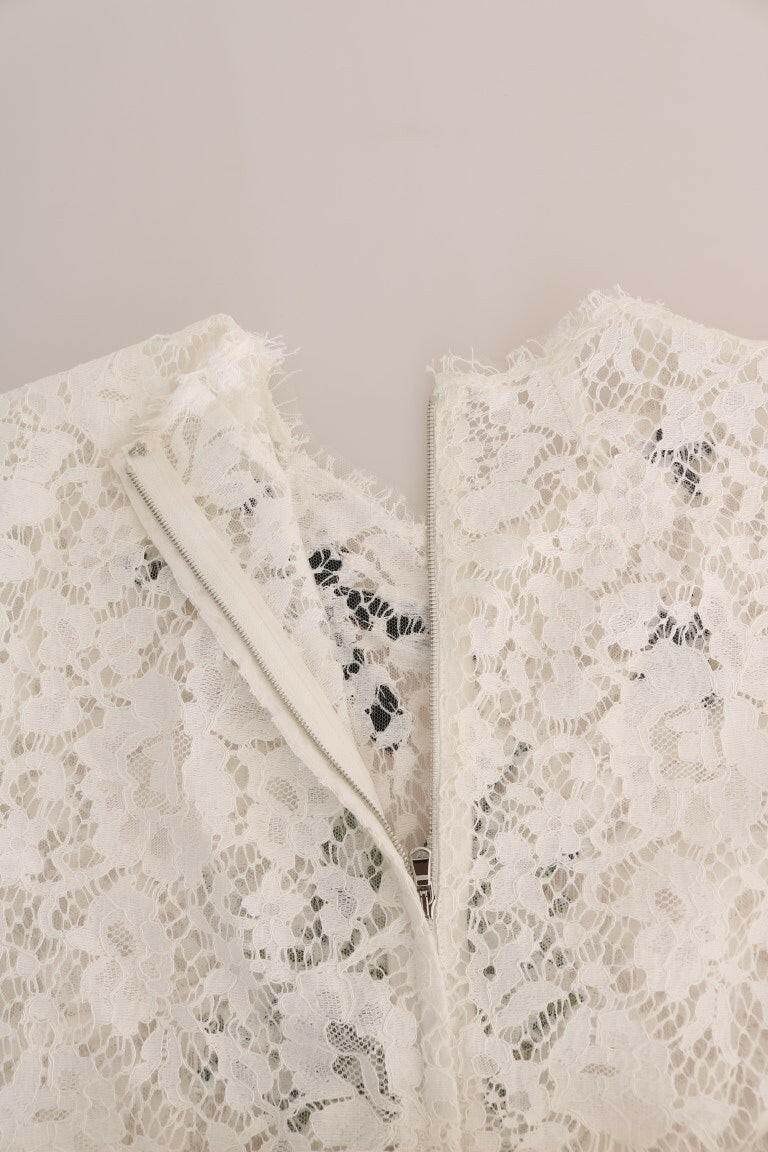 Dolce & Gabbana White Crystal Embellished Lace Blouse -   -  Dolce & Gabbana.