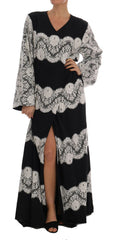 Dolce & Gabbana Black Silk Floral Lace Kaftan Dress -   -  Dolce & Gabbana.