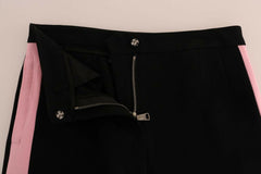 Dolce & Gabbana Black Stretch Pink Stripes Capri Pants -   -  Dolce & Gabbana.