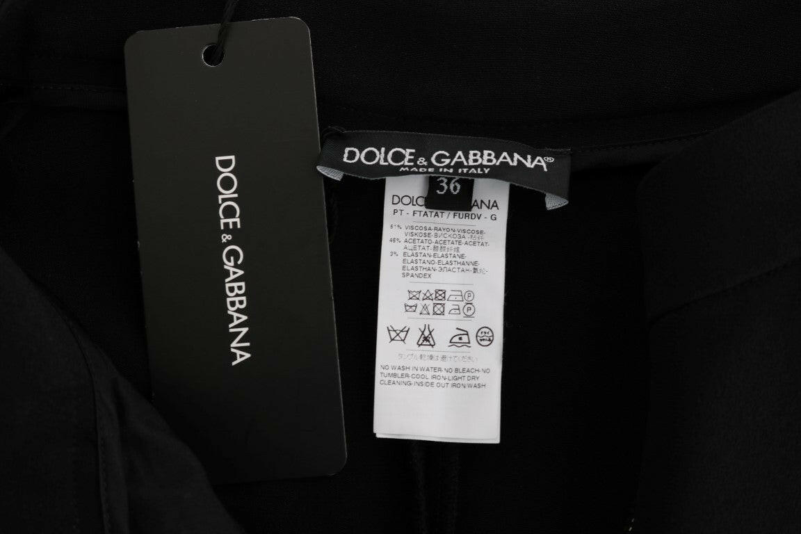 Dolce & Gabbana Black Stretch Pink Stripes Capri Pants -   -  Dolce & Gabbana.