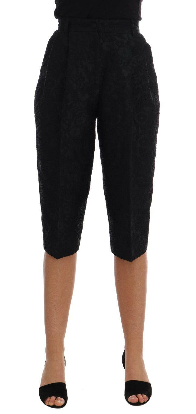 Dolce & Gabbana Black Brocade High Waist Capri Shorts -   -  Dolce & Gabbana.