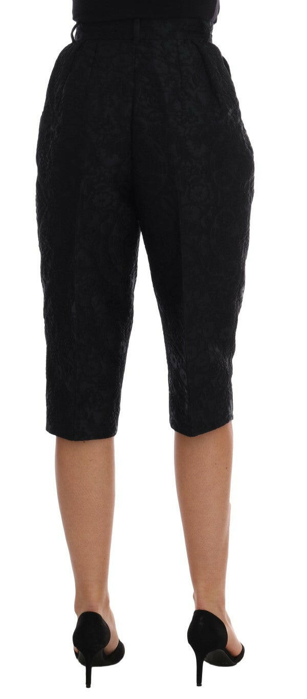 Dolce & Gabbana Black Brocade High Waist Capri Shorts -   -  Dolce & Gabbana.
