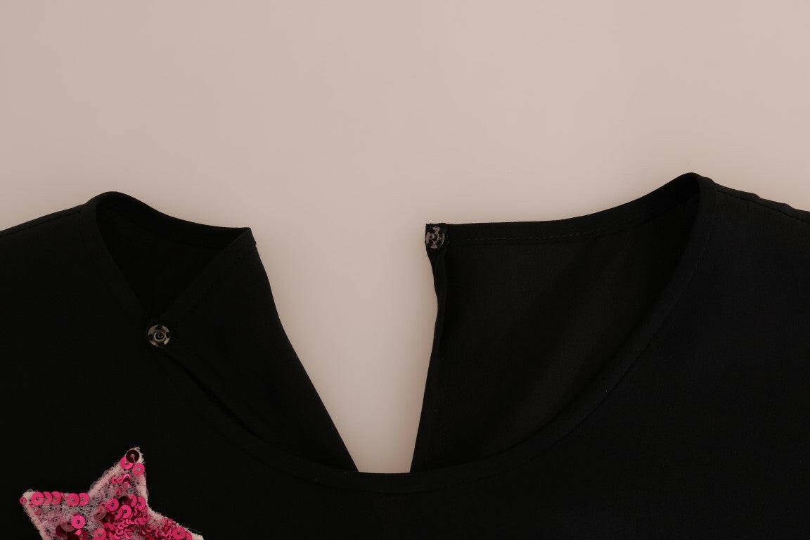 Dolce & Gabbana Black Silk Fairy Tale Top Crystal Blouse -   -  Dolce & Gabbana.