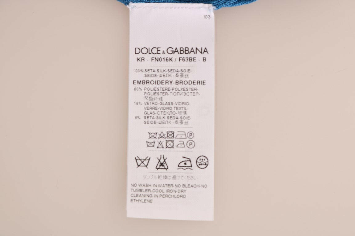 Dolce & Gabbana Blue Silk Love is Pullover Sweater -   -  Dolce & Gabbana.
