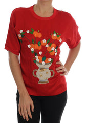 Dolce & Gabbana Red Silk Orange Vase Crystal Top -   -  Dolce & Gabbana.
